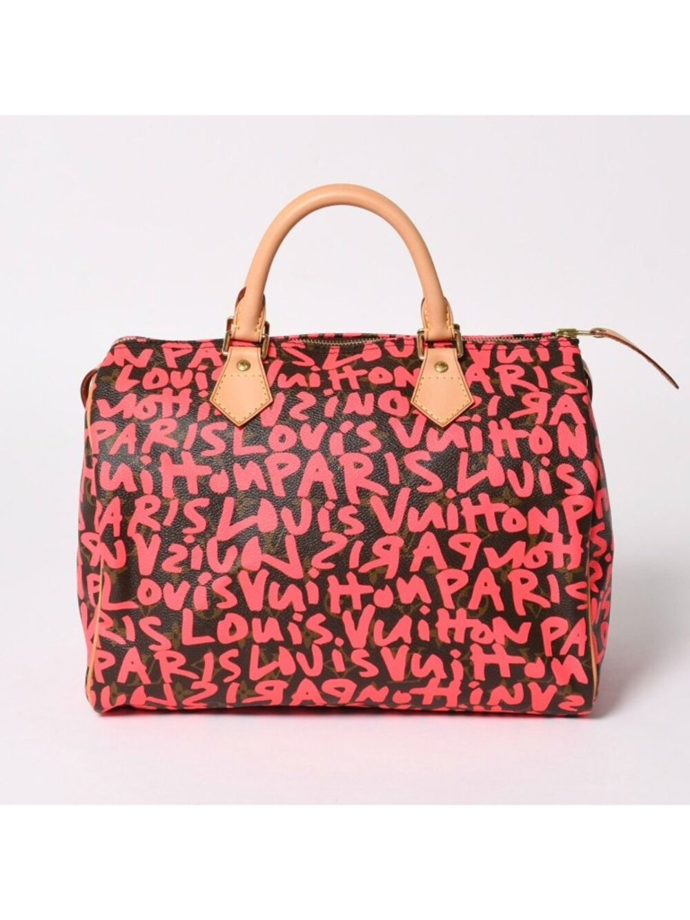 Louis Vuitton Monogram Graffiti Speedy 30 Handbag Pink Vachetta Leather